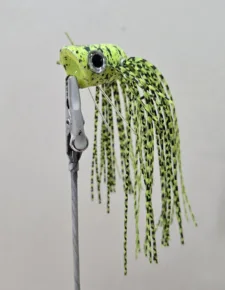 Green Glow Frog green and black bass popper daylight photo