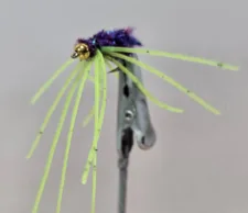 Wood's Fuzzy Jig, black with chartreuse legs, hook size 8